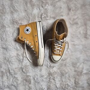 Converse All Star Chuck Taylor Sneakers Shoes Mustard Yellow Hi Tops Lace Up Fal